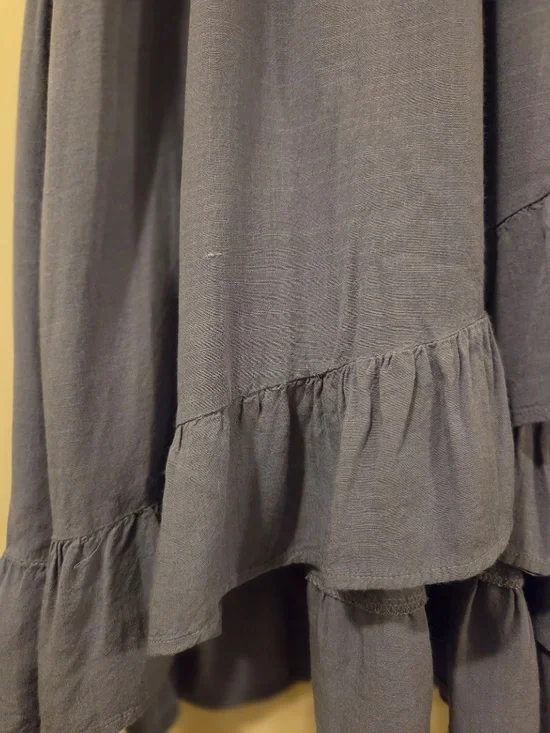 Baltic Born blue midi dress XS puff sleeves tiered pleats cottage core prairie - Picture 10 of 16